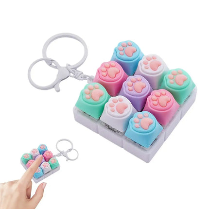 Cat Pawl Decompression 9 Keyboard Key Toy For Adults Antistress Toys Boys Girls Anti Stress Finger Keyboard Games Keychain