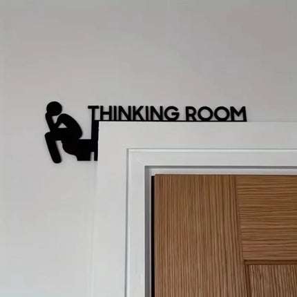 1pc Modern Wooden Toilet Door Sign Stylish Thinking Room Home Decor Artwork Decorative Door Frame Pendant Elegant Wall Ornament