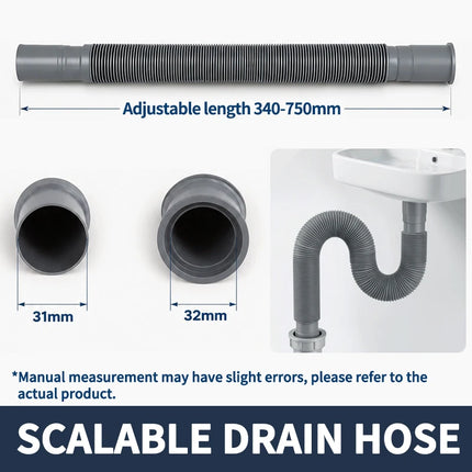 Expandable Flexible Sink Drain Hose – Universal Plastic Washbasin Extension Pipe for Kitchen & Bathroom Basin Strainer