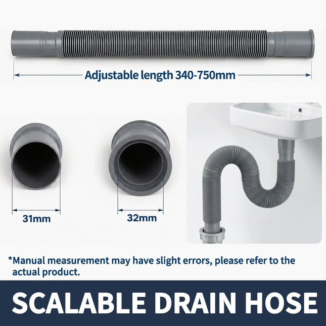 Expandable Flexible Sink Drain Hose – Universal Plastic Washbasin Extension Pipe for Kitchen & Bathroom Basin Strainer