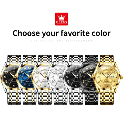 OLEVS Men's Watches Top Brand Luxury Original Quartz Watch for Men Stainless Steel Waterproof Luminous Date Week Business Watches