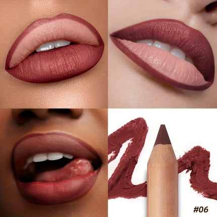 Pudaier Waterproof Matte Lip Liner Long Lasting Lip Contour 2.0 Smooth Easy To Color Pencil With Sharpener