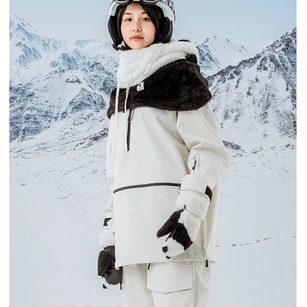 Qunature Parent-child Panda Ski Headgear Balaclava Soft Thermal Fleece Full Face Mask Winter Keep Warm Hood Scarf Neck Collar