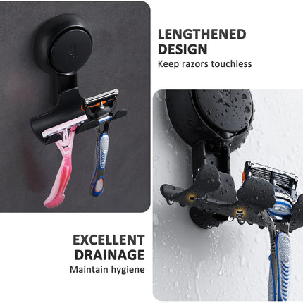 TAILI 2pcs Shaver Holder Washroom Wall Sucker Suction Cup Hook Razor No Drilling Bathroom Removable Reusable Shaver Holder Hook