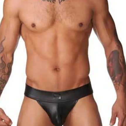 Men's Jockstrap Sexy Lingerie Faux Leather Underwear Erotic Panties Sex Male Thongs Underwear Low-Rise G-Strings