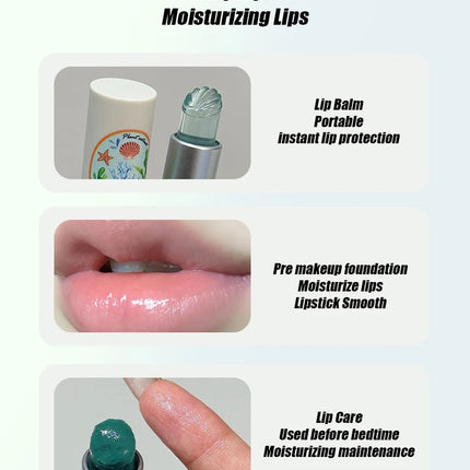 Sea Shell Shaped Lip Balm Clear Blue Moisturizing Hydrating Oil Reduce Lip Lines Remove Dead Skin Transparent Mask Lip Care