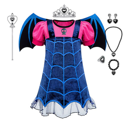 Vampirina Cosplay Dress Girl Kids Princess Charms Dress Up Christmas Vampire Halloween Costume Children Carnival Party