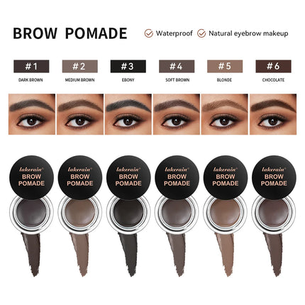 Lakerain Brow Pomade with Dual-Ended Brush Long-Lasting Waterproof Sweatproof Natural Smooth Eyebrow Brow Pencil Makeup