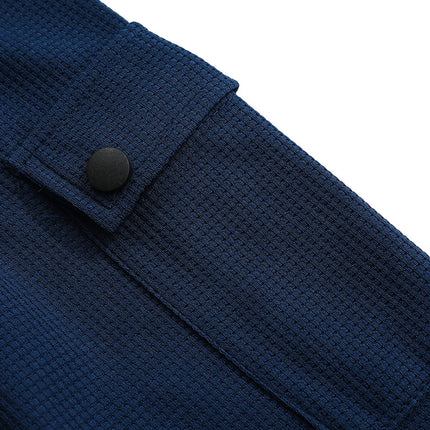 Men's New  Button Henley neck Shirt Long Sleeve Casual Button Solid color T-Shirt Fashion Waffle Cotton Fake two-piece T-Shirt