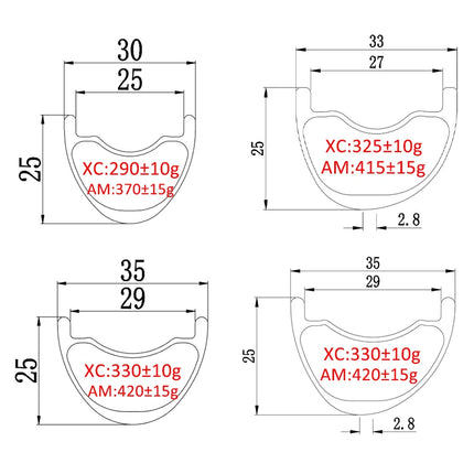 29er MTB XC AM 270g-465g Carbon Rim 28/30/32/34/35/36/38/40 Wide 23/25/28/30mm Deep Symmetric or Asymmetric UD 24/28/32/36Hole