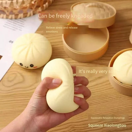 Giant Dumpling Squeeze Toy for Anxiety Relief Soft Steamed Stuffed Bun Simulation Food Fidget Decompression Dough Toy