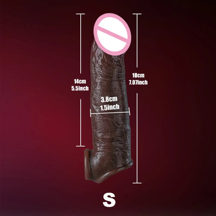 Man Penis Sleeve Dick Enlargement Adult Sex Toys Wearable Reusable Condom Penis Extender Delay Ejculation Male Sex Shop Cock Toy