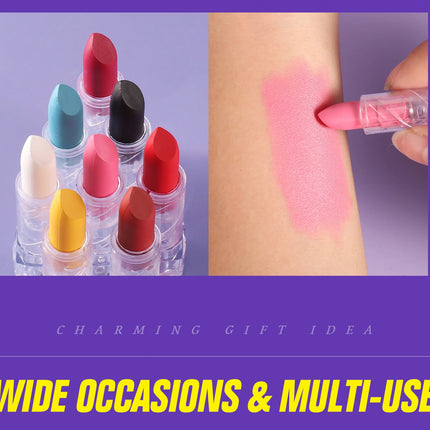 8PCS Halloween Matte Lipstick Set Dark Black Vampire Yellow Velvet Lipsticks for Face Body Painting Creative DIY Makeup Cosmetic