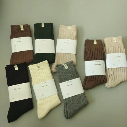 UG Cashmere Autumn Winter Thick High Tube Socks Breathable Moisture Wicking Warm Cotton Couple Socks Double Needle Casual Socks