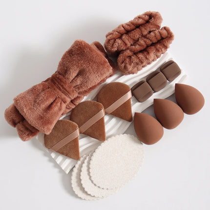 15 件套 Cosmetic Puff Makeup Sponge Blender Beauty Egg Foundation Sponges Puff Wash Face Headband Wristband Make up Accessories