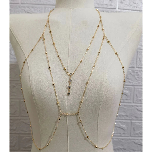 Metal Body Bust Chain Jewelry For Women Sexy Bikini Ladies Breast Crystal Breast Chain Necklace Decoration Summer Body Jewelry