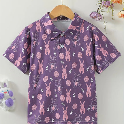 Cartoon Pattern Print Boys Girls Creative Polo Shirts Casual Short Sleeve Lapel Shirt Tops Children Clothes for Summer Outdoor