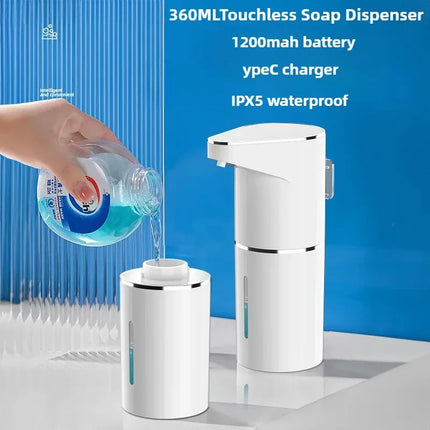 350ML Automatic Sensing Soap Dispenser Type C Multiple Levels Contactless Electric Frother Charging Wall Mounted Vertical