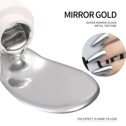 MingLee Silver Metal Gel Metallic Nail Polish Chrome 3D Metal Painted Gel Polish 5ml Liquid Mirror Effect Glossy Shine Manicure