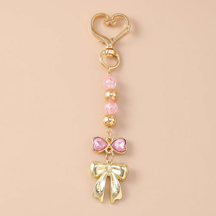 Bowknot Heart Crystal Keychain / Porte-Clés Nœud Cœur Cristal