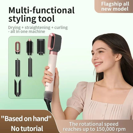 1700W 6-in-1 professional multifunctional hair dryer hot and cold air brush curling iron straightener salon grade fast drying