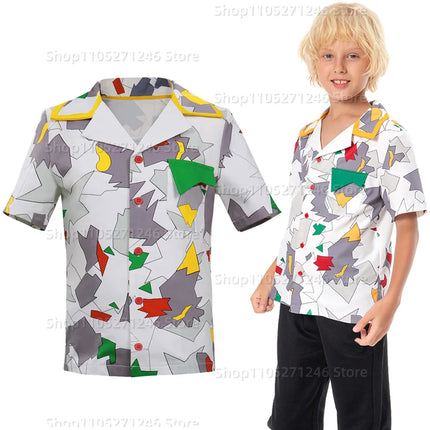 Dustin Cosplay Henderson Role Play Adult Child Boys Summer Printed Shirt TV ST Costume Kids Men Fantasy Party Cloth