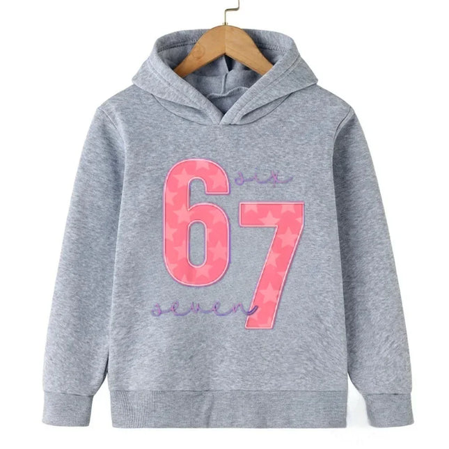 Autumn 67 Locked in Warm Children's Hoodie Viral Slang Kids Casual Boy Girl Pullover Fashion Funny Comfortable Fleece Sweatshirt