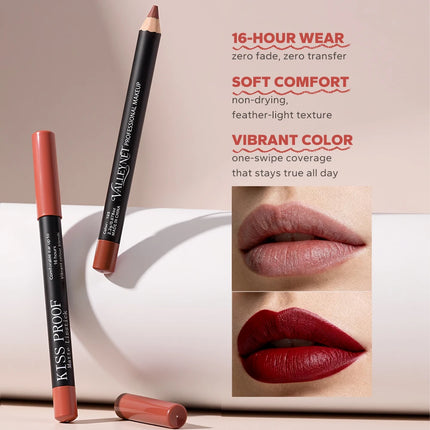 Thanksgiving/Christmas women's cosmetics gifts: 12 color matte velvet lipliner, natural&waterproof&easy to color lipstick pen.