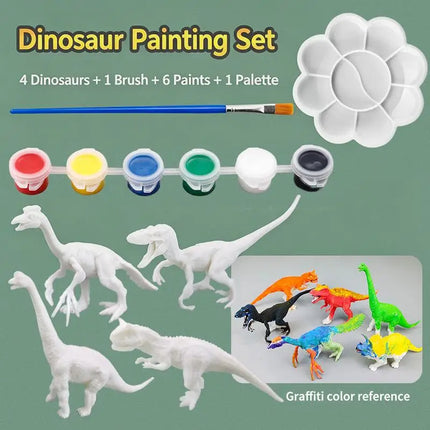 SU 1Set Children Educational Handmade Painting Colorful Dinosaur Toys DIY Painted Graffiti Dinosaur White Embryo Animals Model