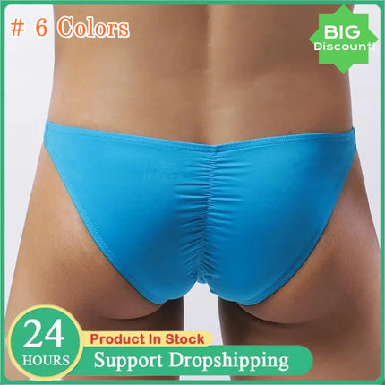 Large Size Wrinkle Male Briefs High Elastic Ice Silk Man Underwear Solid Color Youth Thin Section Comfortable Breathable Sexy