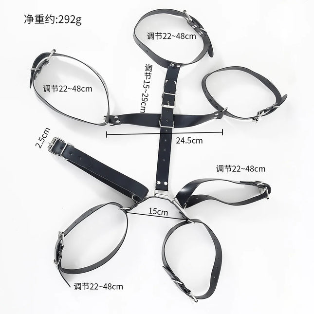 Armbinder BDSM Slave Lingerie Leather Arm Behind Back Binder Handcuffs Straight Jacket Self Bondage Collar Sex Toys For Couples
