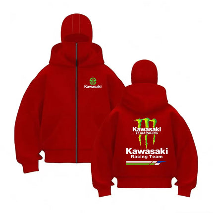 Kawasaki brand hoodie plush double top hat unique design hooded sweatshirt men's quality autumn and winter new loose series