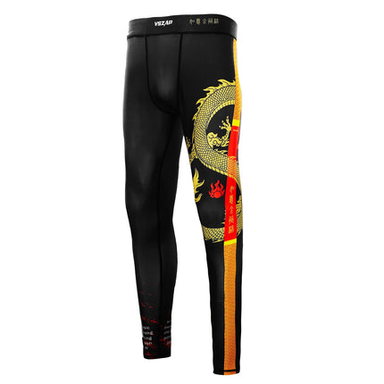 VSZAP Jiu-Jitsu Boxing Fighting Martial Arts Sports Skinny Trousers Men's Casual Dragon Pattern Quick-Drying Suit