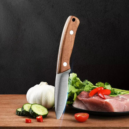 Fruit knife, wooden handle, high-end multi-purpose knife, western-style knife, steak knife, barbecue knife, peeling knife