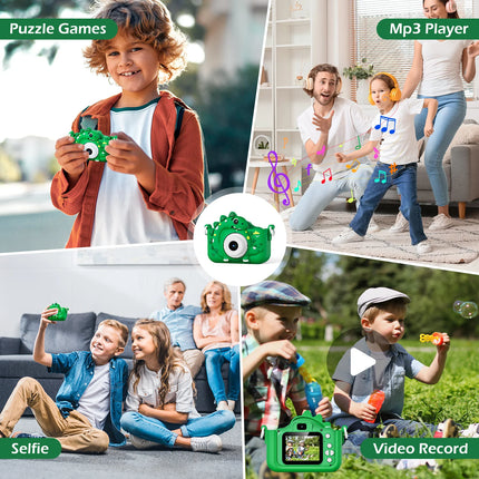 Kids Digital Camera with 32GB Card Dinosaur Mini Camera Toys 1080P HD Vlogging Photography Camera for Christmas Birthday Gifts