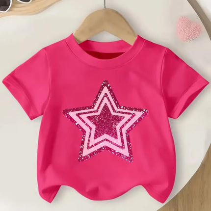 2026 Children's Clothing Girl T-Shirt Short Sleeve Child T-Shirt Vibrant Heart Graphic Casual Kids Summer Clothes Girl Top Tees