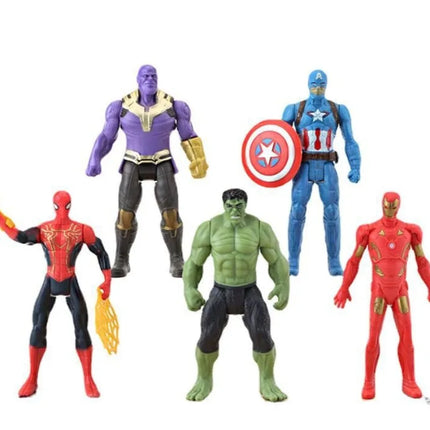5Pcs Avengers: Captain America Thor Hulk Iron Man Figurine Doll Marvel Vinyl Face Figurines Toys Funny Decor Model Kids Toys