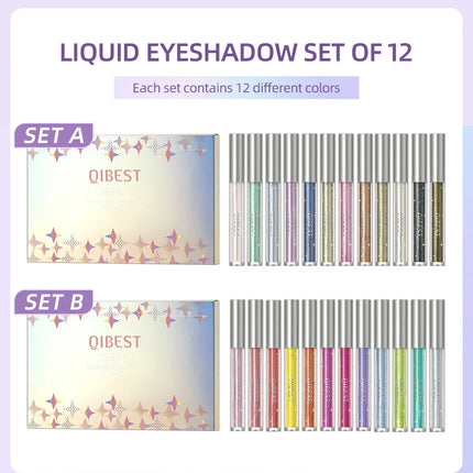 12 Colors Glitter Diamond Liquid Eyeshadow Set Sparkly Long Lasting Waterproof Shiny High Pigmented Brighten Makeup Cosmetics