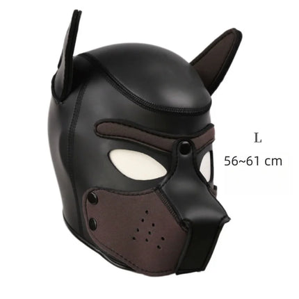 BDSM Leather Bondage Restraints Straps with Luxe Puppy Cosplay Dog Mask Hood for Fetish Slave Binding Erotic Costume