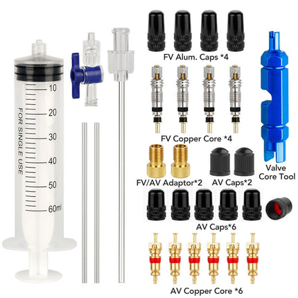 60ml Tubeless Tire Injector Syringe Presta Valve Core Remover MTB/Road Bike Sealant Injection Tool
