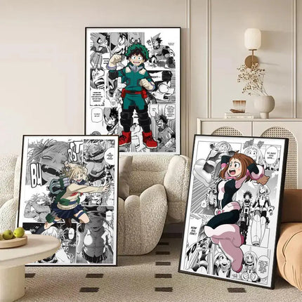 My Hero A-Academia Poster Stickers Mural Painting Self-Adhesive Wall Decals for Bedroom Living Room Home HD Decor Gift