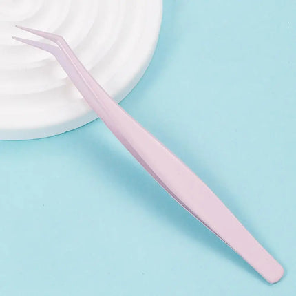 2Pcs Eyelash Tweezer Set Lash Pick Up Clip Pointed Flat Clip Lash Grafting Item Lower Eyelashes Applicator Portable Makeup Clamp