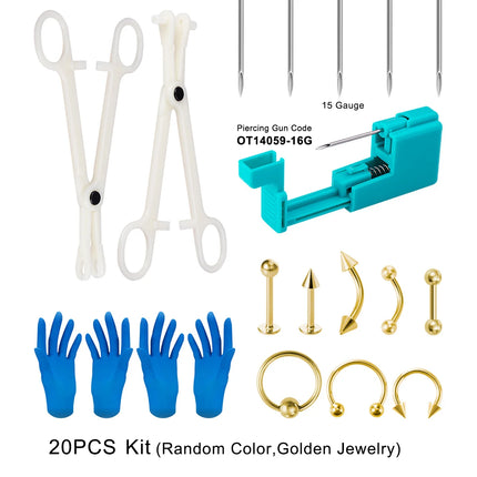 Body Jewelry Piercing Gun Pliers Needles Tool Kit Surgical Steel Nose Septum Lip Eyebrow Tongue Belly Nipple Piercing Earrings