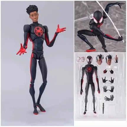 Ct Shf Across The Spider-Verse Spider-Man Miles Gwen Figure 15cm Articulated Joint Face-Swapping Doll Collectible Model Toy Gift