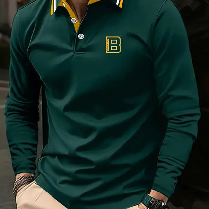 The new men's long-sleeved POLO shirt for Spring and Autumn 2025 is casual comfortable and soft with 3D pattern printing