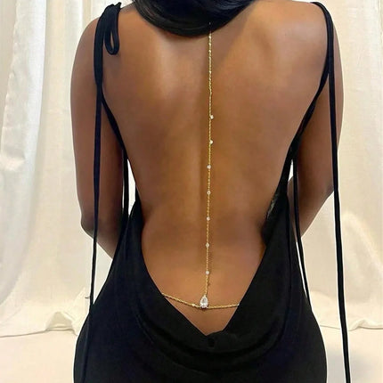 Sexy and fashionable water droplet pendant back chain nightclub party charm women's body chain