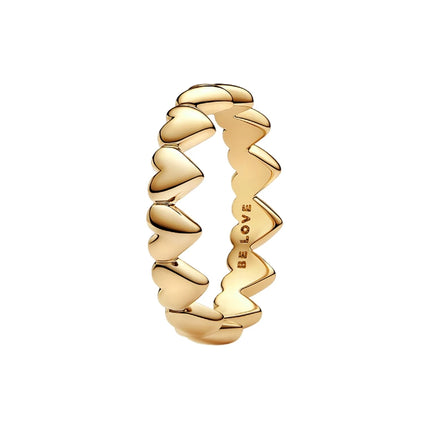 Fashionable 925 Sterling Silver Tri-Color Connected Heart, Interwoven, Sliding Heart, and Organic Double-Layer Ring - Couple Style Jewelry