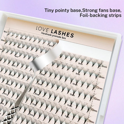 360/640 Premade Volume Fans 16 Rows Cils Bouquet Prefaits Promade Lashes Pointy Base Mid Stem Pro Made Fans Lash Fans Pre Made