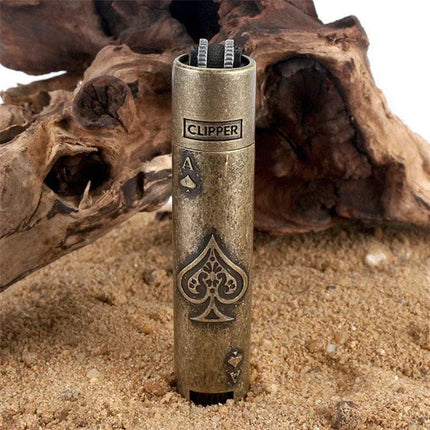New Clipper Spades A Metal Fireless Butane Gas Jet Torch Lighter Portable Grinding Wheel Flint Inflatable Lighter Men's Gift