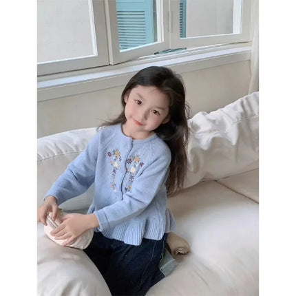 Girls' Cardigans, Sweaters, Spring and Autumn Clothing, Baby Girls' Fashionable Spring Clothing, Korean Trendy Outerwear